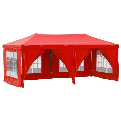 Tente de réception pliable avec parois Rouge 3x6 m (1/5)