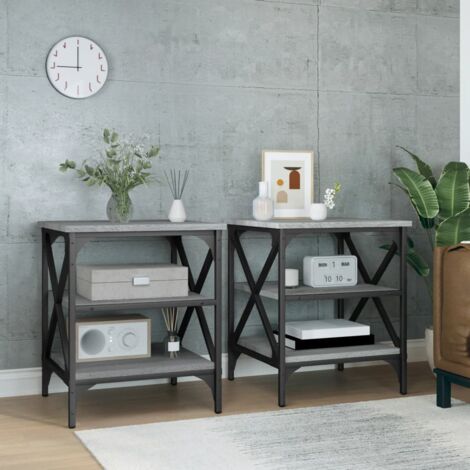 Lot de 2 Tables d'appoint Bout de canapé Table Basse Sonoma gris 40x42x50 cm Bois ingénierie BZTHBS245269 (1/5)