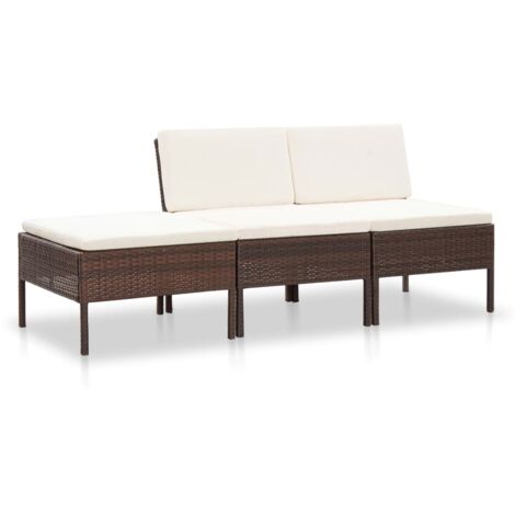 3 pcs Salon de jardin Salon d'extérieur Ensemble Meuble de Jardin Mobilier d'Extérieur avec coussins Résine tressée Marron XFNRX647454 (1/5)