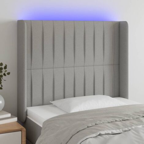 Tête de lit avec lumière LED,Panneau de lit,Décoration murale Gris clair 93x16x118/128 cm Tissu XJDT947102 (1/5)