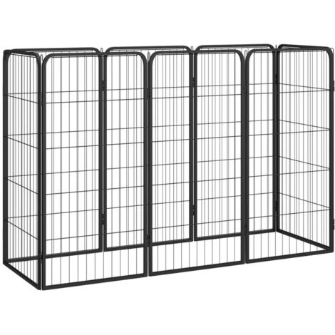 Parc pour chien 8 panneaux Cage pour chien Cage animaux Noir 50x100cm Acier enduit de poudre MCYMH909741 (1/5)
