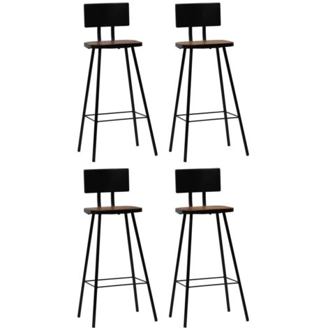Lot de 4 Tabourets de bar Tabouret Haut Chaise de Bar Siège de Cuisine bois massif de récupération HBTD280292 (1/5)
