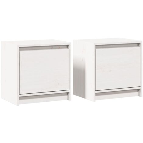 Lot de 2 Tables de chevet  Tables de nuit Blanc 40x30,5x40 cm Bois de pin massif VGT79558 (1/5)