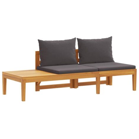 Banc de jardin avec table avec coussins gris foncé Teck solide Banquette de jardin Meuble de jardin BTEB16658 (1/5)