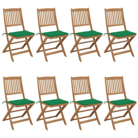 Lot de 8 Chaises pliables de jardin Siège de Terrasse Chaises pliantes d'extérieur avec coussins Bois d'acacia DHNET3524447 (1/5)