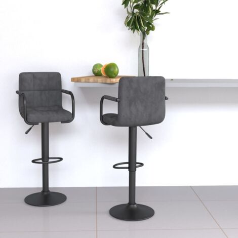 Lot de 2 Tabourets de bar Chaise de Bar Tabouret Haut Siège de Cuisine gris foncé velours VSGS681711 (1/5)