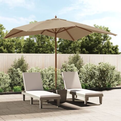 Parasol de jardin avec mât - Parasol de balcon Extérieur - Protection Solaire pour Jardin Patio Piscine - en bois taupe 300x300x273 cm HNDX605130 (1/5)