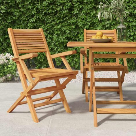 Lot de 2 Chaises de jardin pliantes  Siège de Terrasse  Fauteuil de jardin 55x62x90 cm bois massif teck DHNET8404418 (1/5)