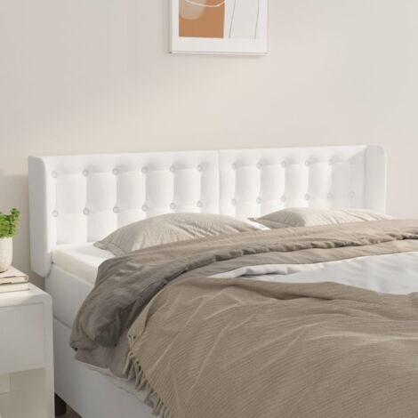Tête de lit avec oreilles,Panneau de lit,Design industriel Blanc 147x16x78/88 cm Similicuir XJDT737673 (1/5)