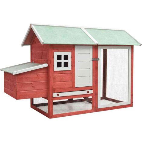 Poulailler,Enclos à poules,Cage pour Animaux Rouge 170x81x110 cm Bois de pin massif et sapin DGBDF596163 (1/5)