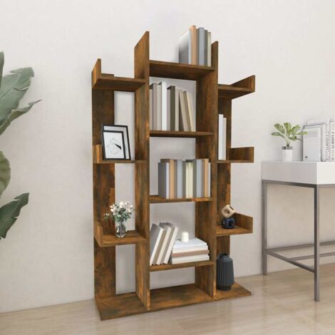 Bibliothèque Étagères de livres Meuble de Rangement Chêne fumé 86x25,5x140 cm Bois d'ingénierie XZZZ294176 (1/5)