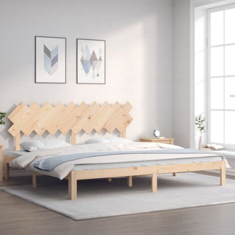 Lit adulte avec tête de lit， Lit double Cadre de lit 200x200 cm bois massif MEMV418109 (1/5)