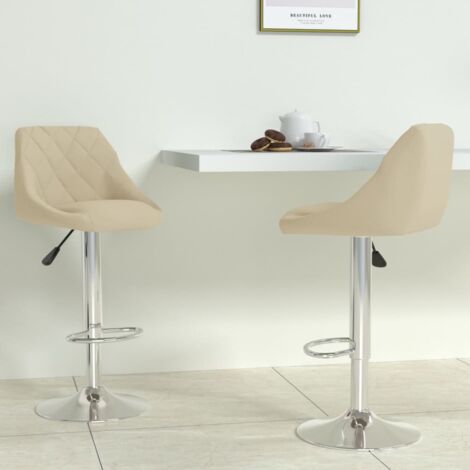 Lot de 2 Tabourets de bar Chaise de Bar Tabouret Haut Siège de Cuisine crème velours VSGS355280 (1/5)