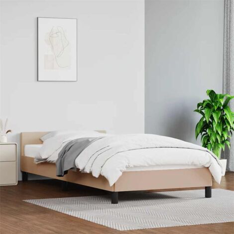 Lit adulte avec tête de lit,Lit simple Cadre de lit Cappuccino 100x200 cm Similicuir MEMV659373 (1/5)