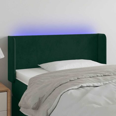 Tête de lit avec lumière LED，Panneau de lit pour Lit adulte，Décoration murale Vert foncé 83x16x78/88 cm Velours XZZ70026 (1/5)