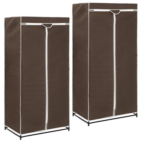 Lot de 2 Garde-robes,Armoire de Rangement,Étagères Vêtements Marron 75x50x160 cm VDVM996208 (1/5)