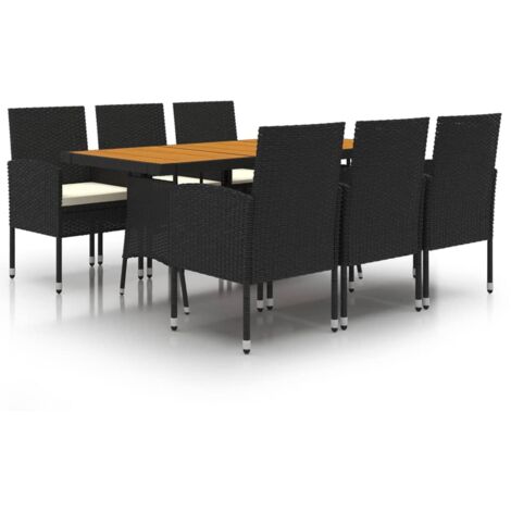 Lot de 7 Ensemble à dîner de jardin d'extérieur,Meubles Mobilier à dîner Résine tressée Noir -85543 (1/5)