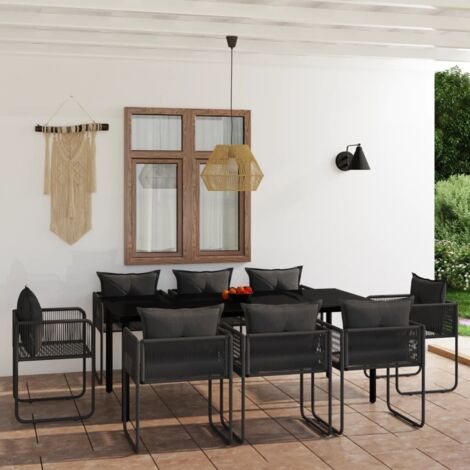 9 pcs Ensemble de salle à manger de jardin  Salon de jardin  Mobilier de salle à manger Noir RJTRX699690 (1/5)