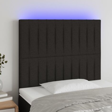 Tête de lit avec lumière LED,Panneau de lit,Décoration murale Noir 80x5x118/128 cm Tissu VSGS702032 (1/5)