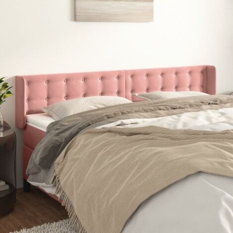 Tête de lit avec oreilles,Panneau de lit,Pour Lit adulte,Décoration murale Rose 183x16x78/88 cm Velours XZZ272224 (1/5)
