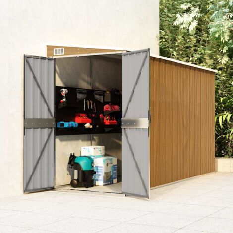 Abri de jardin mural, Remise Cabane pour outils, Stockage Rangement Extérieur Marron 118x288x178 cm Acier galvanisé XZZZ110436 (1/5)