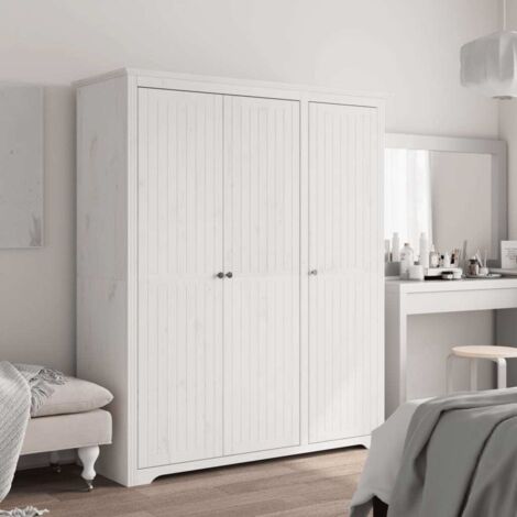 Garde-robe,Armoire de Rangement,Étagères Vêtements BODO blanc 151,5x52x176,5 cm bois massif de pin VDVM111935 (1/5)