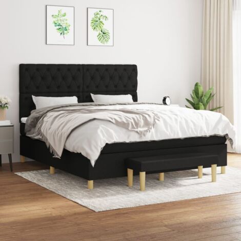 Lit à sommier tapissier avec matelas,Lit Adulte,Meuble de Chambre à Coucher Noir 160x200 cm Tissu XZZ897442 (1/5)