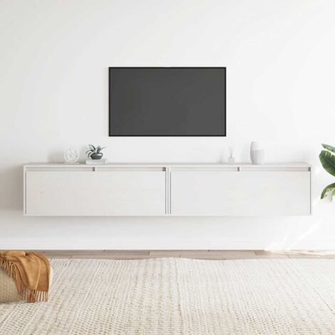 Lot de 2 Armoires murales Armoire de rangement Armoire suspendue Blanc 100x30x35 cm Bois de pin massif RTJEX611120 MaisonChic (1/5)