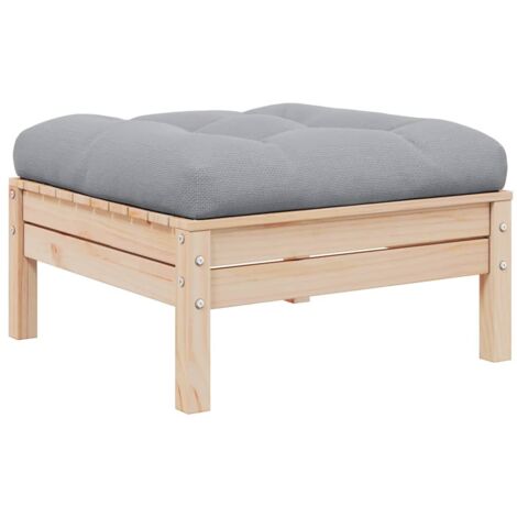 Repose-pied,Tabouret de pied,Pouf de jardin avec coussin gris Bois de pin massif CNENE189093 (1/5)