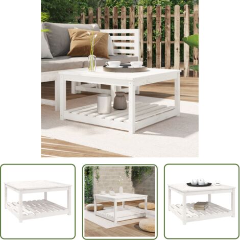 Furniture Limited - Table de jardin blanc 82,5x82,5x45 cm bois ma