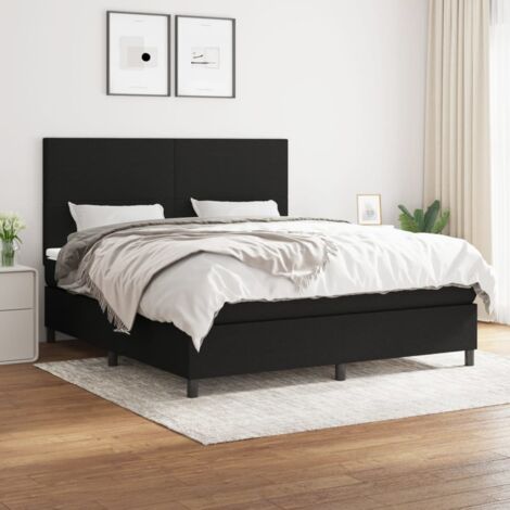 Lit à sommier tapissier avec matelas,Lit Adulte,Meuble de Chambre à Coucher Noir 160x200 cm Tissu XZZ810123 (1/5)