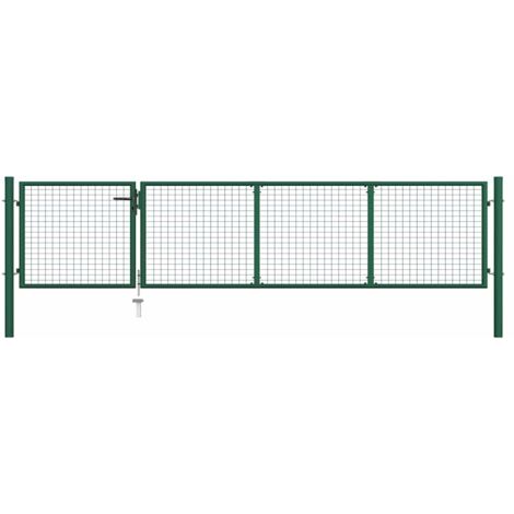 Portillon，Portail de jardin，Portail de clôture Acier 350x75 cm Vert CNENE321134