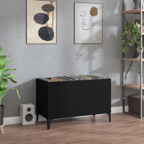 Armoire à disques Bibliothèque Meuble à disques noir 74,5x38x48 cm bois d'ingénierie RTJEX403696 MaisonChic