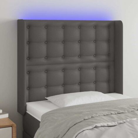 Tête de lit avec lumière LED,Panneau de lit,Décoration murale Gris 103x16x118/128 cm Similicuir XJDT953605 (1/5)