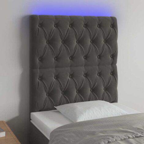 Tête de lit avec lumière LED,Panneau de lit,Décoration murale Gris foncé 80x7x118/128 cm Velours XEJZT643480 (1/5)