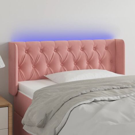 Tête de lit à LED,Panneau de lit,Pour Lit adulte,Décoration murale Rose 93x16x78/88 cm Velours XZZ837289 (1/5)