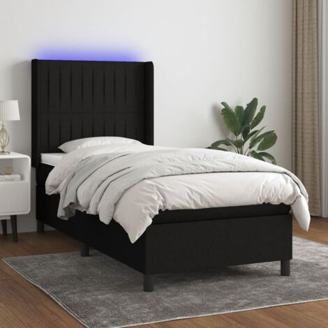 Sommier tapissier avec matelas et LED Sommier pour Adulte et Enfant Lit adulte Noir 90x190 cm Tissu XRKJY2398948 (1/5)