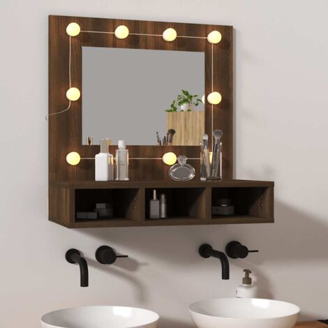 Armoire à miroir Cadre de miroir avec LED Chêne marron 60x31,5x62 cm RTJEX674391 (1/5)