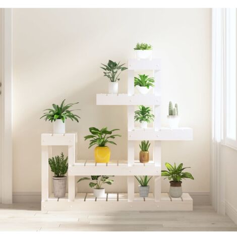 Support à plantes,Étagère à Fleurs,Porte Plantes Blanc 92x25x97 cm Bois massif de pin VDVM684871 (1/5)