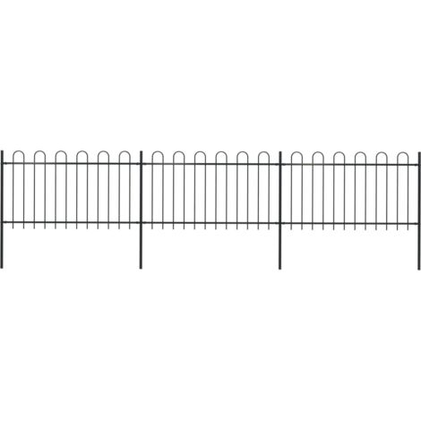 Clôture de jardin,Barrière de jardin,Portail de jardin avec dessus en cerceau Acier 5,1 x 1 m Noir CNENE886500 (1/5)