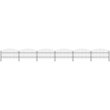Clôture de jardin,Barrière de jardin,Portail de jardin à dessus en lance Acier (0,75-1)x10,2 m Noir CNENE129546 (1/5)