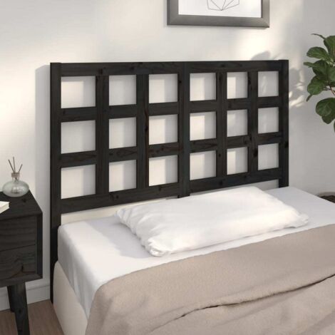 Tête de lit,Panneau de lit,Pour Lit adulte Noir 125,5x4x100 cm Bois massif de pin XZZ33215 (1/5)
