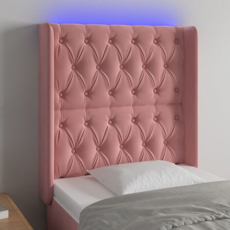 Tête de lit avec lumière LED,Panneau de lit,Décoration murale Rose 83x16x118/128 cm Velours XZZZ735654 (1/5)