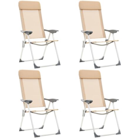 Lot de 4 Chaises de camping pliables  Chaises pliables d'extérieur  Chaise de jardin Crème Aluminium BSRHS323651 (1/5)