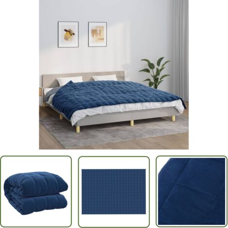 The Living Store Couverture lestée Bleu 155x220 cm 11 kg Tissu - Couverture Lestée - Couverture Poids - Literie - Sommeil Profond - Relaxation (1/5)