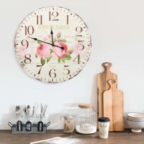 Horloge murale vintage Fleur 60 cm - The Living Store (1/5)