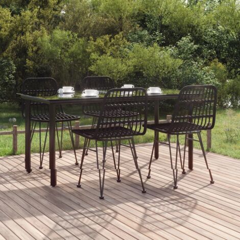 Lot de 5 Ensemble à dîner de jardin,Meubles Mobilier à dîner Noir Résine tressée -67898 (1/5)