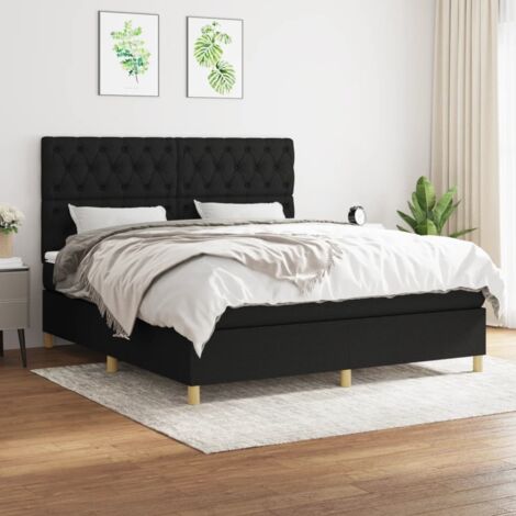 Lit à sommier tapissier avec matelas,Lit Adulte,Meuble de Chambre à Coucher Noir 160x200 cm Tissu XZZ409651 (1/5)