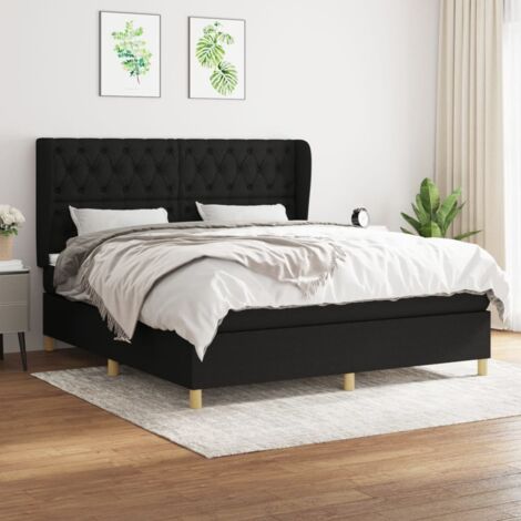 Lit à sommier tapissier avec matelas,Lit Adulte,Meuble de Chambre à Coucher Noir 160x200 cm Tissu XZZ649682 (1/5)