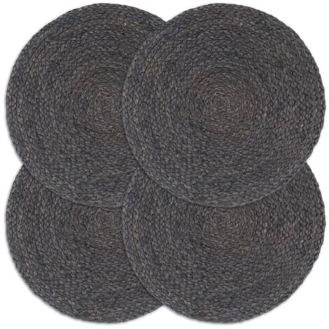 Lot de 4 Napperons，Sets de table，Napperons de Table pour Cuisine，Restaurant Gris foncé Plain 38 cm Rond Jute CNEI411105 (1/4)